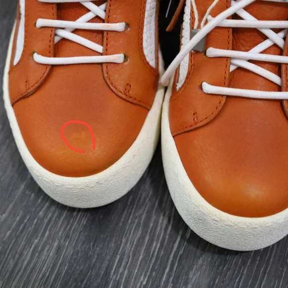 Giuseppe Zanotti Orange Leather Zip High Top Sneakers EU 35.5 - Picture 7 of 15